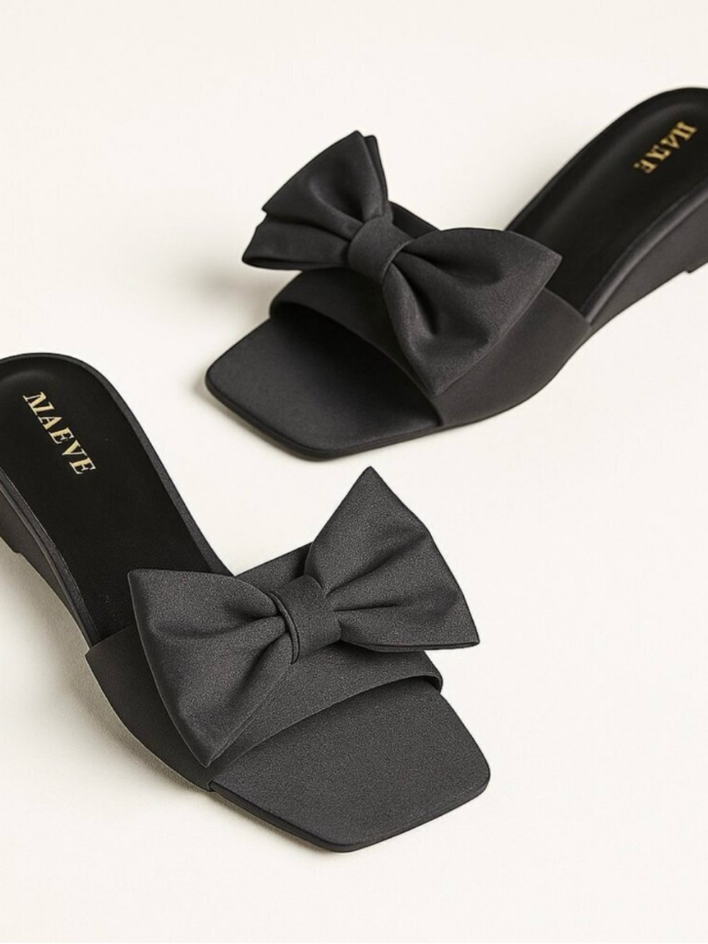 Maeve Black Bow Mule Slides for Women